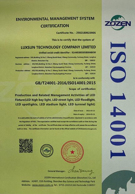 Cina Luxsun lighting Co.,Ltd Sertifikasi