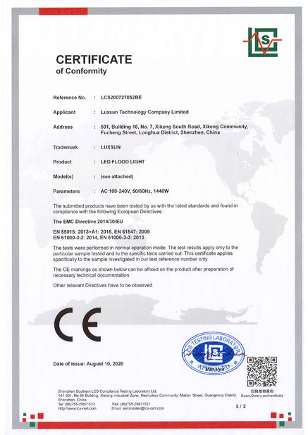 Cina Luxsun lighting Co.,Ltd Sertifikasi